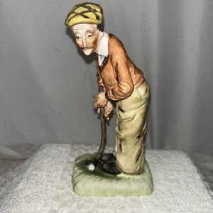 Basque Ceramic Figurine Man Playing Golf Made In Japan‎ Hand Painted #4785